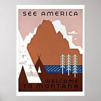 Pôster Veja a América, Montana WPA viagem