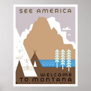 Pôster Veja Montana & América WPA 1938
