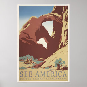 Poster Veja o Cartaz de Viagem Vintage Arches da América