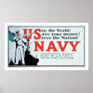 Poster Veja o mundo, marinho dos E.U. (US02162)