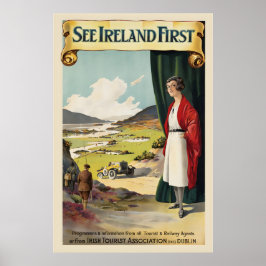 Poster Veja primeiro a Irlanda Cartaz de Viagem Antigo