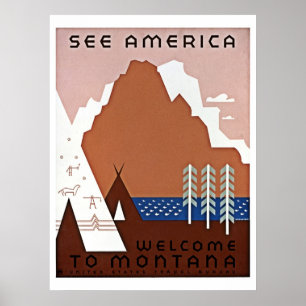 Pôster Veja viagem de América, Montana WPA