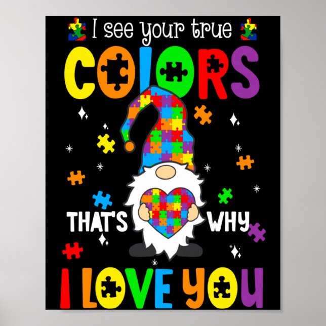Poster Vejo Suas Verdadeiras Cores Gnomos Conscientização (Frente)
