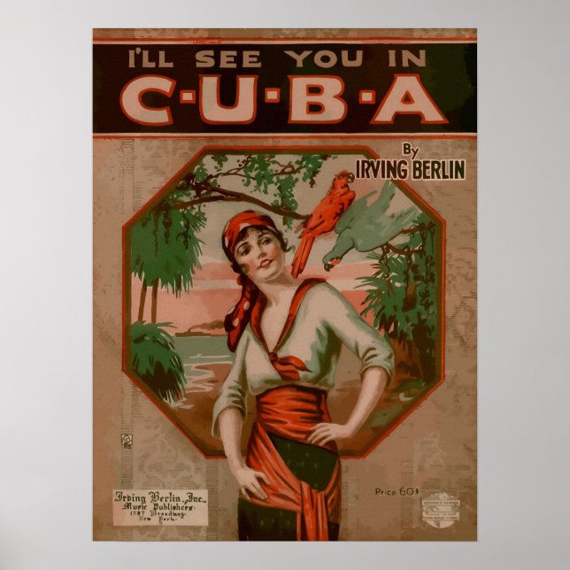 Poster Vejo você em Cuba, cobrir de música retrô (Frente)