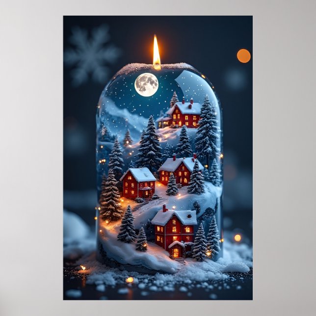 Poster Vela de Papelão do Globo de Neve Mágico – Natal Ac (Frente)