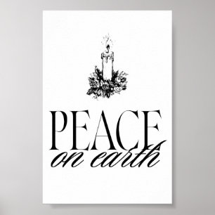 Poster Vela de Paz na Terra Arte de Parede de Natal Vinta