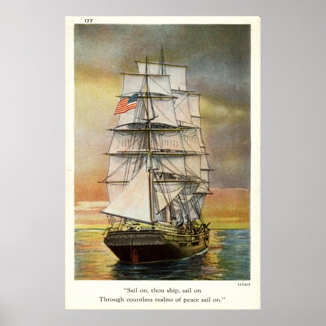 Poster Vela no navio Vintage 1926 (Frente)