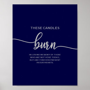 Poster Velas Azuis Navy Elegantes Queimam Prata