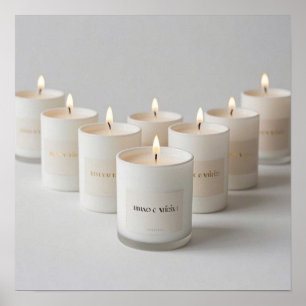 Poster Velas brancas minimalistas com chamas minúsculas