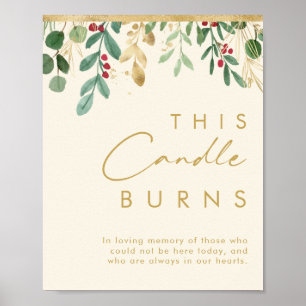 Poster Velas Cremes de Folhagens de Natal Modernas Esta V