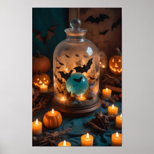 Poster Velas de abóboras de Halloween Cute Spooky Arte Fe