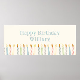 Poster Velas de Feliz Aniversário Personalizadas Simples
