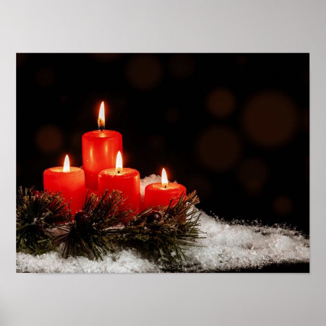 Poster Velas de Natal Vermelhas (Frente)