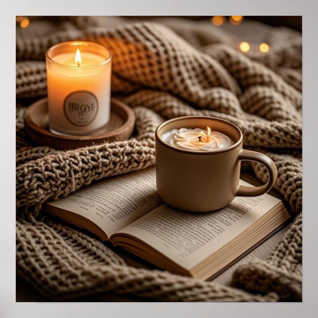 Poster Velas quentes e aconchegantes numa noite e um cobe (Frente)