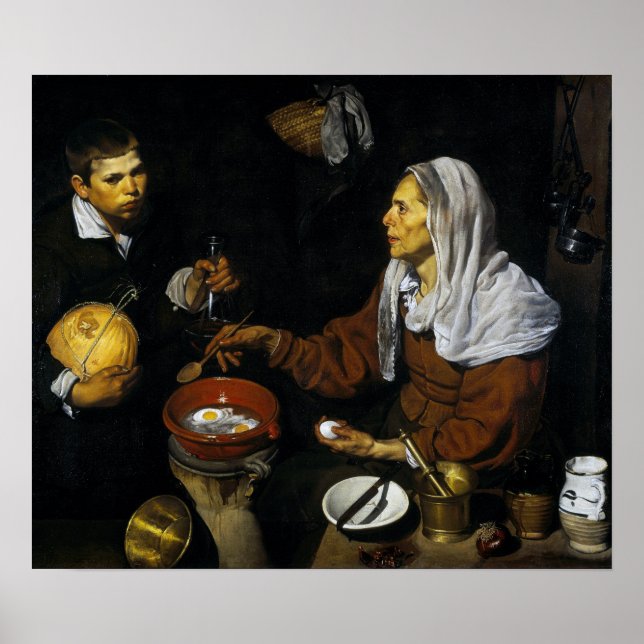 Poster Velázquez - Ovos De Cozinhar De Velhice Mulher (Frente)