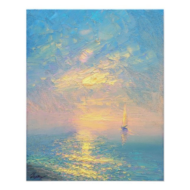 Pôster Velero ao Pôr do Sol (Frente)