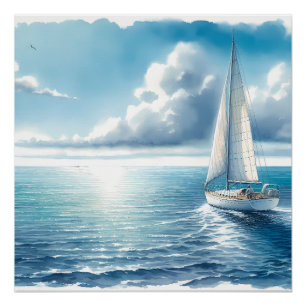 Pôster Velero Solitário Horizonte Azul