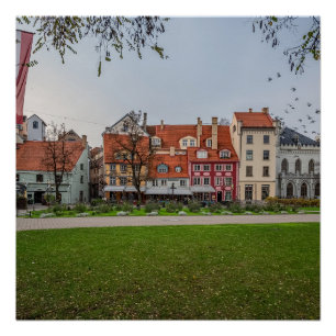 Pôster Velha cidade de Riga no outono