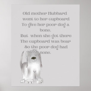 Poster Velha Mãe Hubbard de cinza 