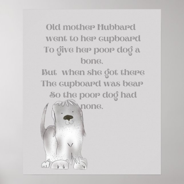 Poster Velha Mãe Hubbard de cinza  (Frente)