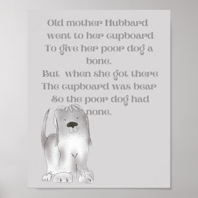 Poster Velha Mãe Hubbard desenho animado fofo em tons de  (Frente)
