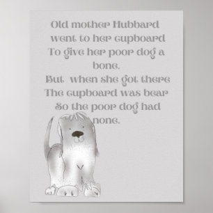 Poster Velha Mãe Hubbard, diversão fofa em cinza