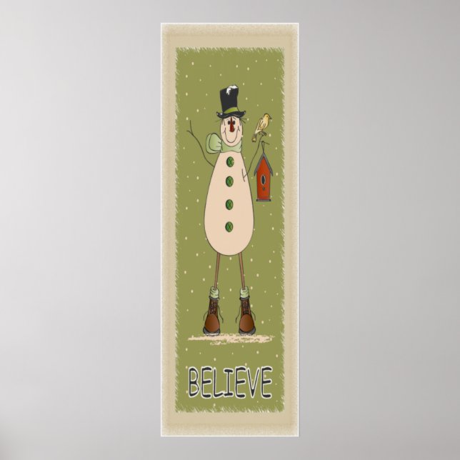 Poster Velha Moda Acredite em Snowman (Frente)