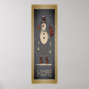 Poster Velha Moda Esperança Snowman Natal