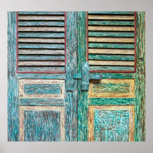 Poster velha porta de madeira de vintage