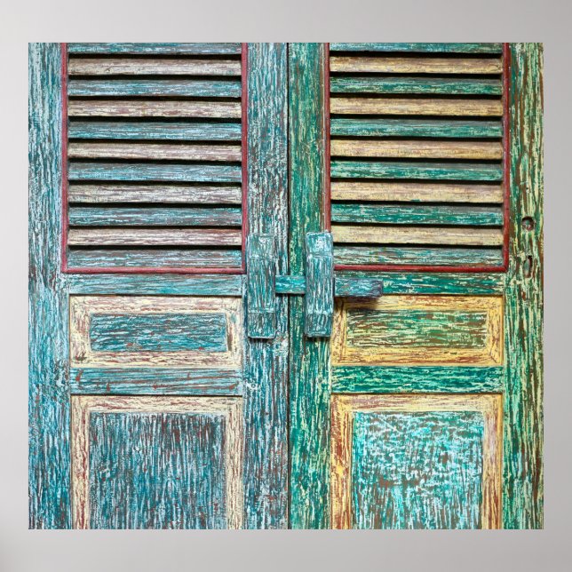 Poster velha porta de madeira de vintage (Frente)