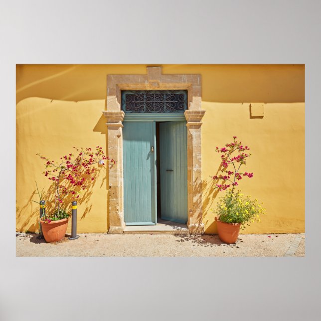Poster Velhas portas verdes autênticas de Nicósia Chipre (Frente)