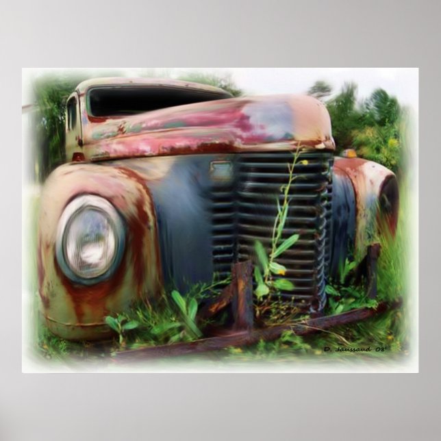 Pôster Velho Caminhão Internacional de Lixo (Frente)