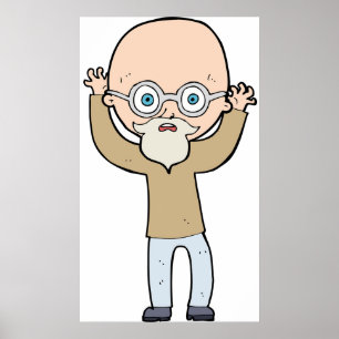 Poster Velho Careca Engraçado e Excêntrico com Barba