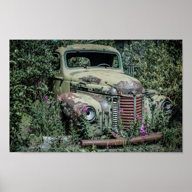 Poster Velho Carro Sucata Enferrujado (Frente)