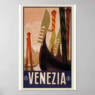 Poster velho clássico do viagem retro de Venezia