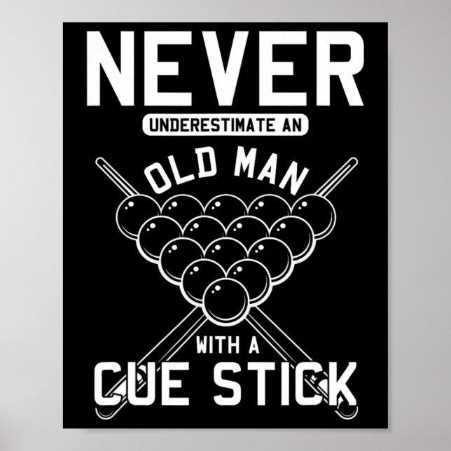 Poster Velho Com Cue Stick Billiards Player Snooker Po (Frente)