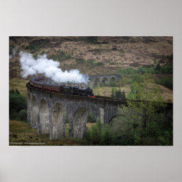 Poster Velho comboio a vapor em Glenfinnan Viaduct