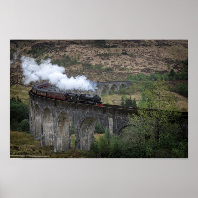 Poster Velho comboio a vapor em Glenfinnan Viaduct (Frente)