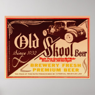 poster velho da cerveja do skool