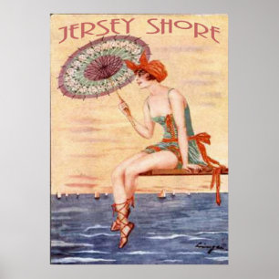 Poster velho da costa do jérsei
