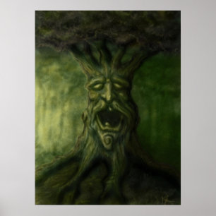 poster velho da fantasia da árvore