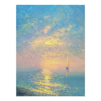 Pôster Velho de Vela ao Pôr do Sol