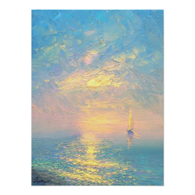 Pôster Velho de Vela ao Pôr do Sol (Frente)