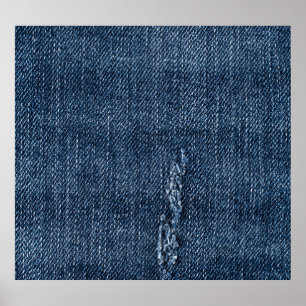 Poster Velho denim rasgado: textura jeans.