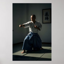 Poster Velho Mestre de Karatê Executando Kata