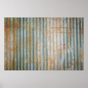 Poster Velho muro de aço enferrujado. Textura antiga da p