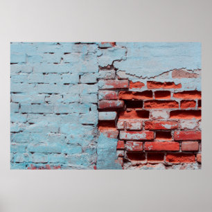 Poster Velho muro de tijolos resfriados com defeitos natu