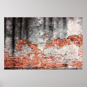 Poster Velho muro de tijolos vermelhos rude templo antigo