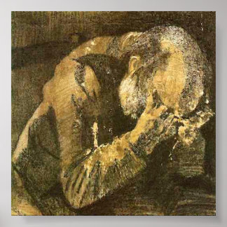 Poster Velho Van Gogh com Cabeça em Mãos (F998)