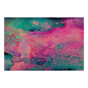 Pôster “Vellum Etéreo” – Abstrato Rosa Azul Turquesa